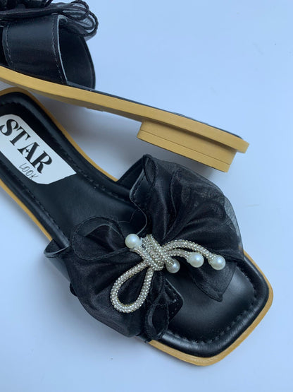 Pearl Bow Luxe Slides