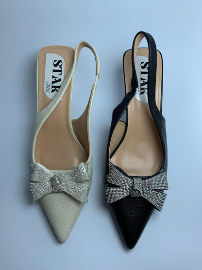 Midnight Bow Slingback Heels
