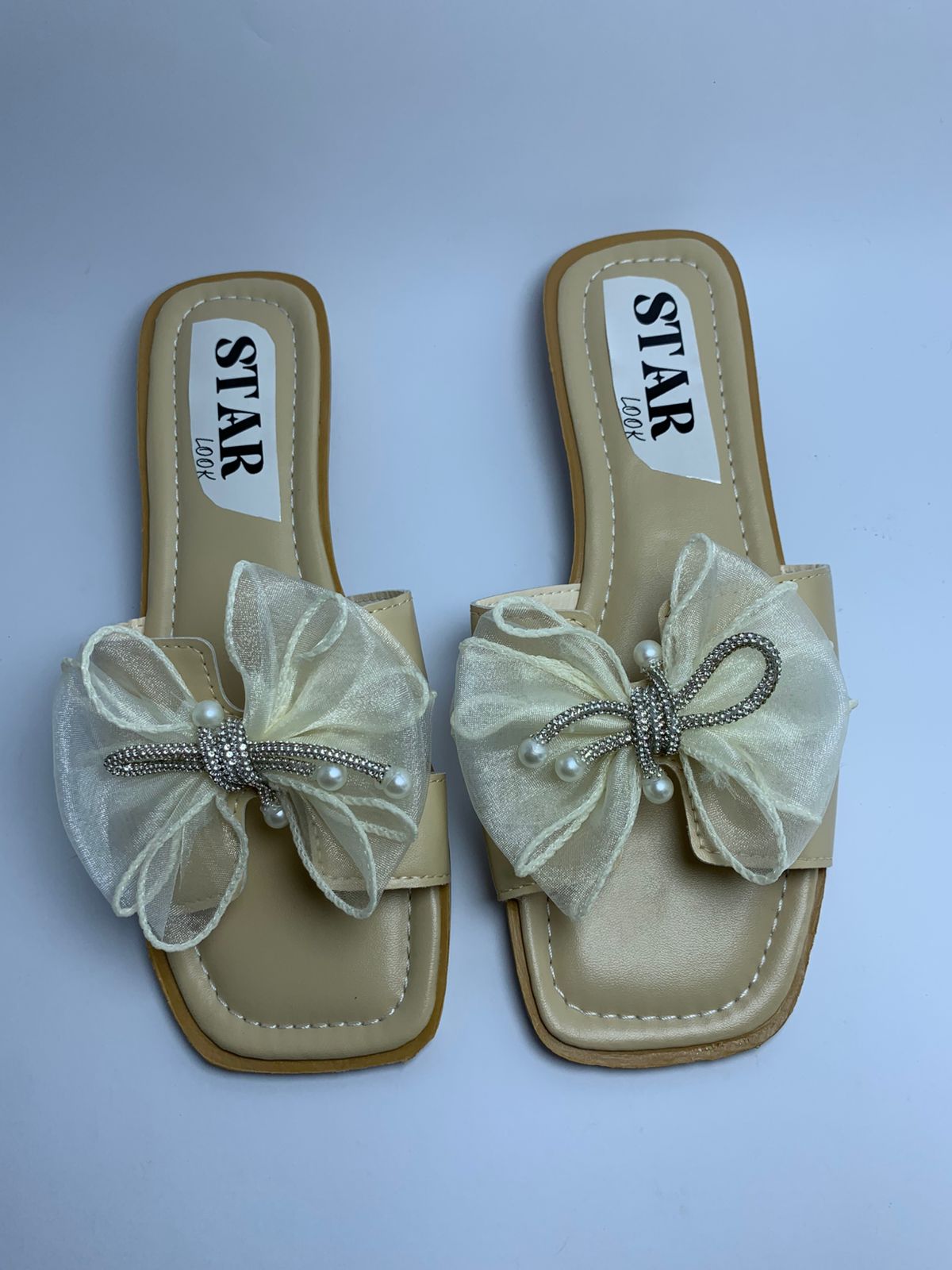 Pearl Bow Luxe Slides