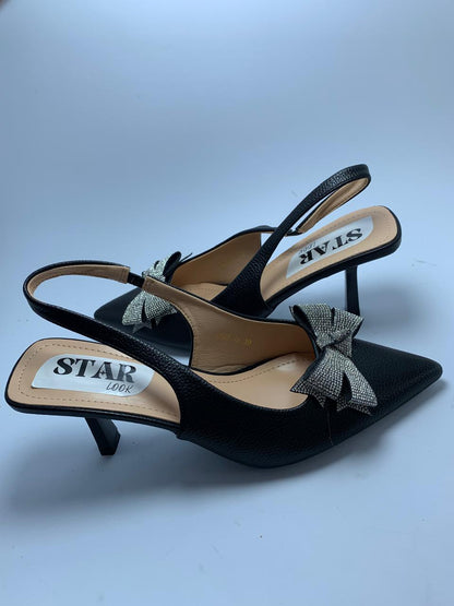 Midnight Bow Slingback Heels