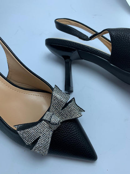 Midnight Bow Slingback Heels