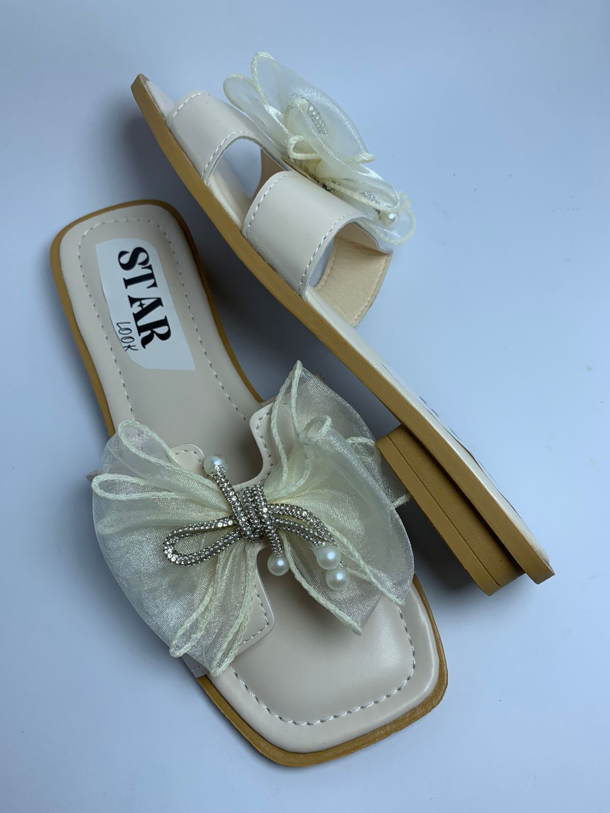 Pearl Bow Luxe Slides